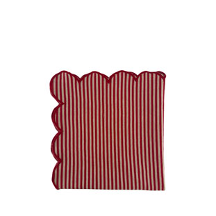 NAPKIN SCALLOP STRIPE RED