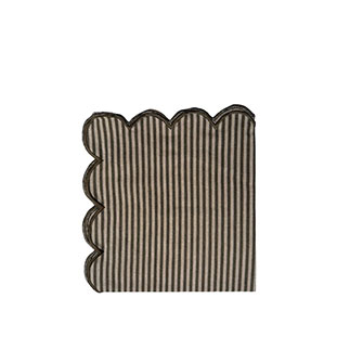 NAPKIN SCALLOP STRIPE OLIVE