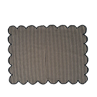 PLACE MAT SCALLOP STRIPE CHARCOAL