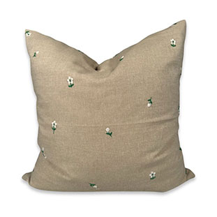 CUSHION COVER EMBROIDERED FLOWERS WHITE