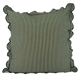CUSHION COVER SCALLOP STRIPE GREEN