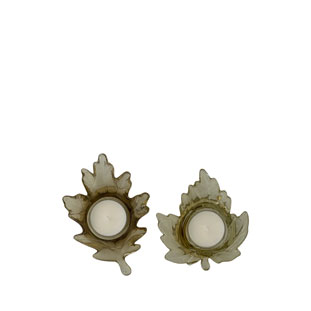 CANDLE HOLDER LEAF SAND