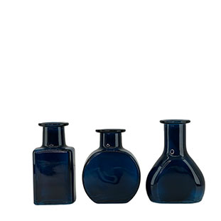 MINI VASE TREV DARK BLUE 3ass