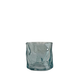 CANDLE HOLDER CRINKLE LIGHT BLUE