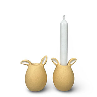 CANDLE HOLDER RABBIT YELLOW 2 ass.