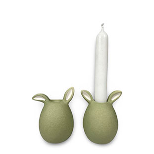 CANDLE HOLDER RABBIT GREEN 2 ass.