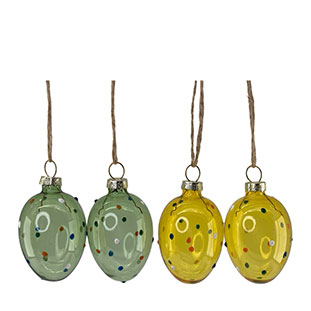 HANGING EGGS SHEERE DOTS 4set