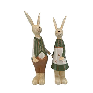 DECORATION DRESSED RABBIT GREEN 2ass