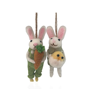 HANGING BUNNY WOOLY GREEN 2ass