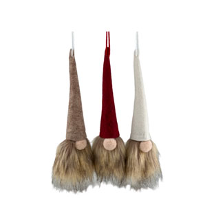 HANGING SANTAS BROWN BEARD 3ass