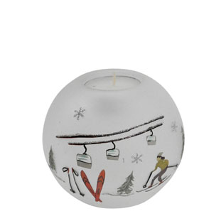 ORNAMENT FROSTED WHITE SKI LOPE