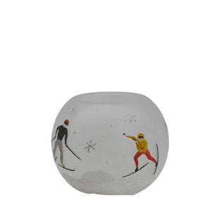 GLASS CANDLE HOLDER FROSTED WHITE SKI