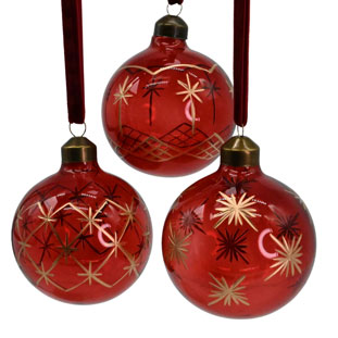 ORNAMENT CLEAR RED SPARKLING STAR