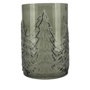 GLASS VASE / CANDLE HOLDER TREE GREEN