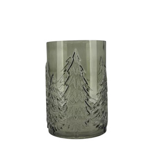 GLASS VASE / CANDLE HOLDER TREE GREEN