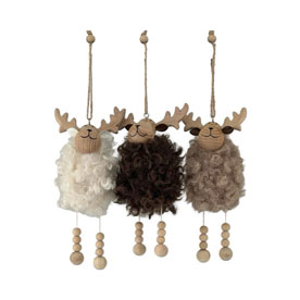 DECORATION YULE HANGING ELK 3ass