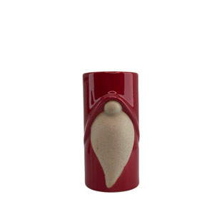 CANDLE HOLDER SANTA TEA RED S