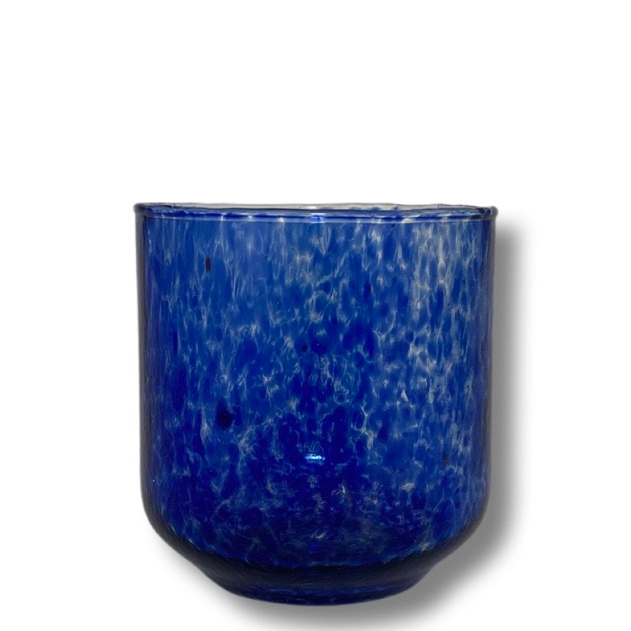 Blue glass candle deals holder