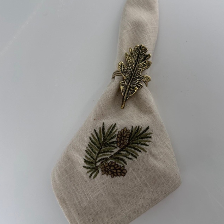 NAPKIN RING OAK BRASS