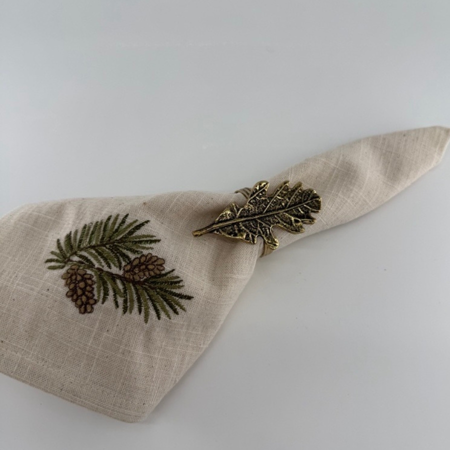 NAPKIN RING LEAF CROWN BRASS