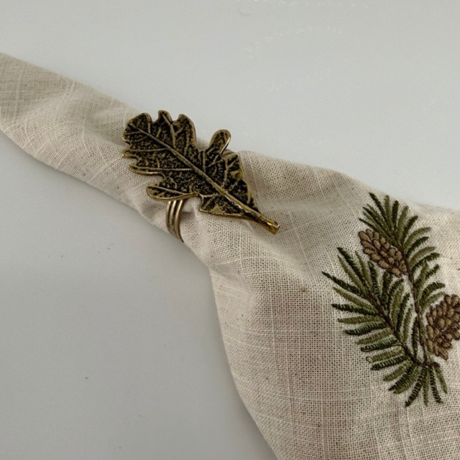 NAPKIN RING LEAF CROWN BRASS