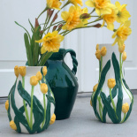 BOTANICA HANDPAINTED YELLOW TULIP WILD VASE BOTANICA HANDPAINTED YELLOW TULIP WILD VASE