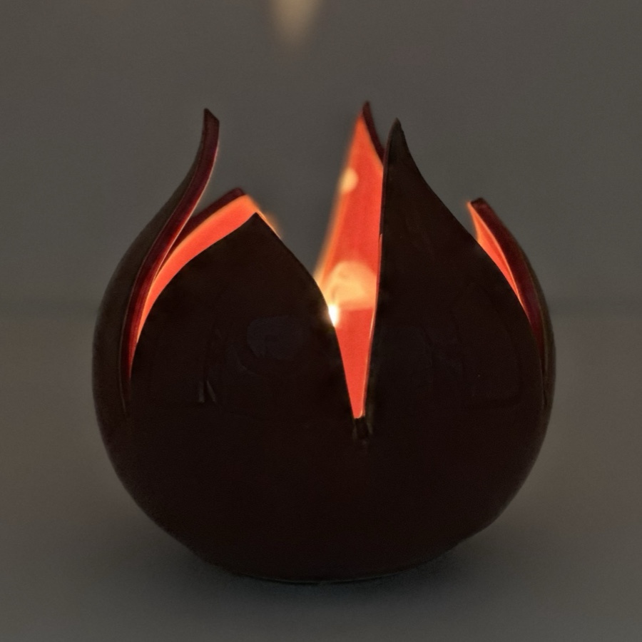 CANDLE HOLDER BUD RED S