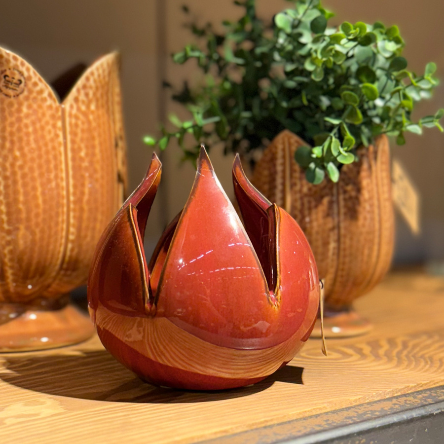 CANDLE HOLDER BUD RED S