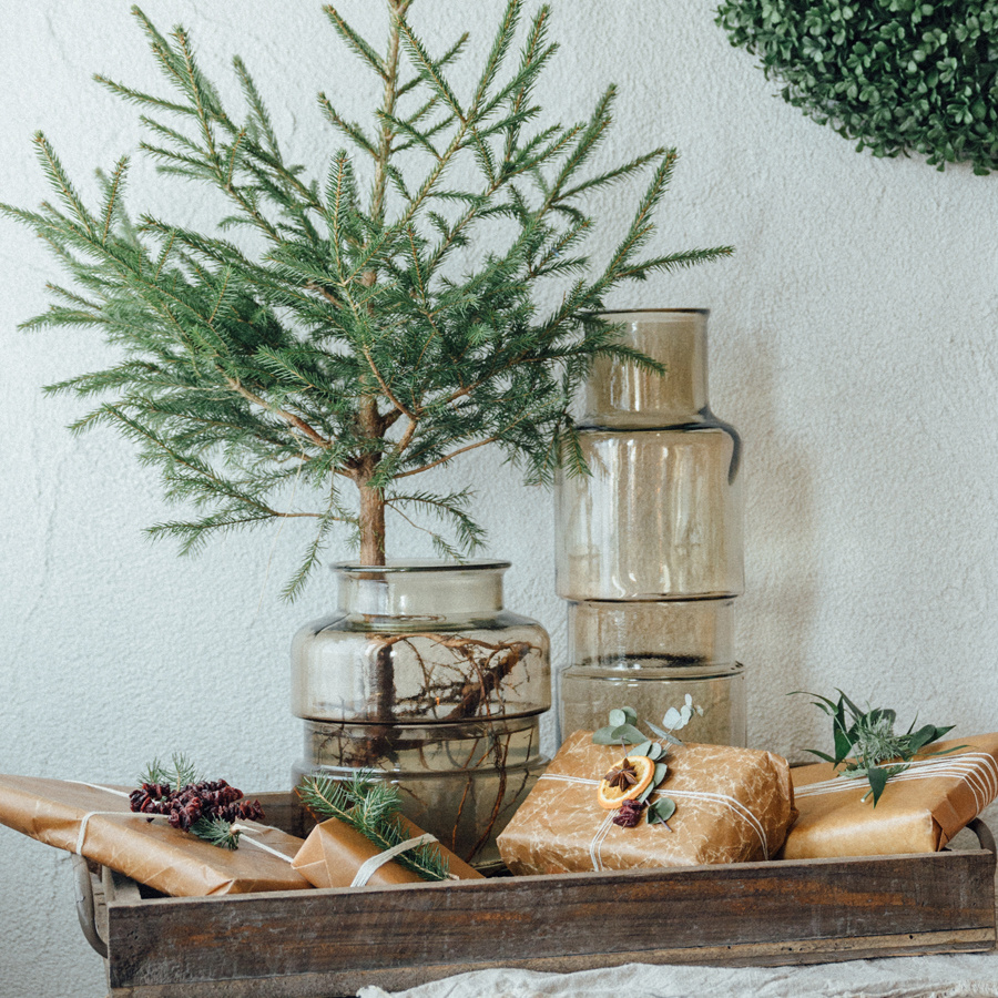 RECYCLED GLASS VASE NARROW SAND