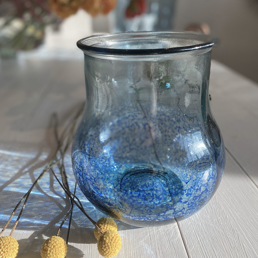 RECYCLED GLASS VASE BARBIDOU BLUE