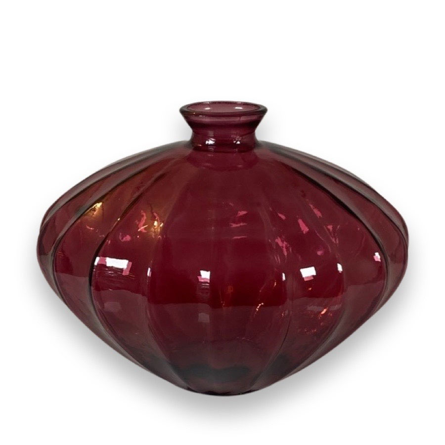 RECYCLED GLASS VASE ROMAN LOW PLUM