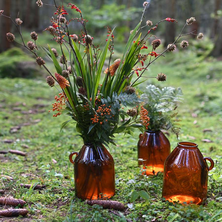 RECYCLED GLASS VASE JUG LOW BRONZE