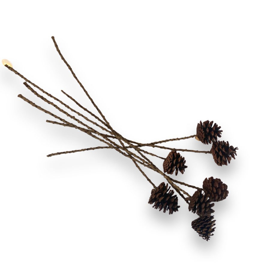 NATURE PINE CONE ON STEM SMALL