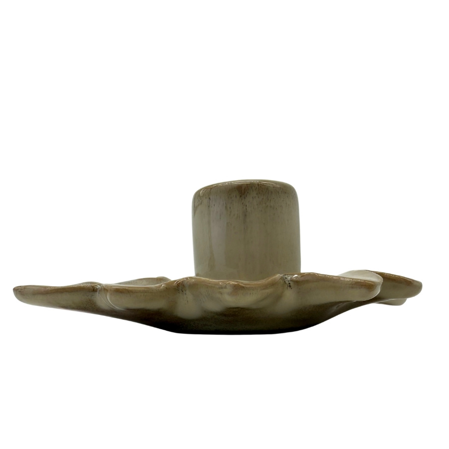 CANDLE HOLDER OAK LEAF BEIGE