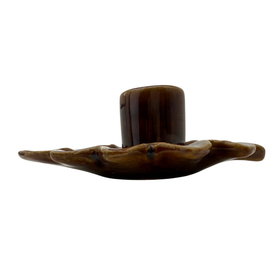 CANDLE HOLDER OAK LEAF BROWN