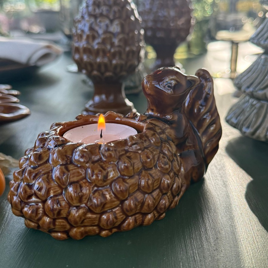 CANDLE HOLDER CHUBBY CHEEK BROWN