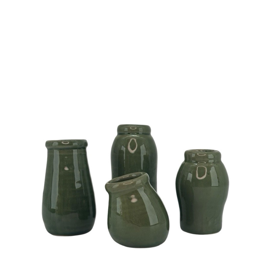 MINI VASE WONKY 4set GREEN