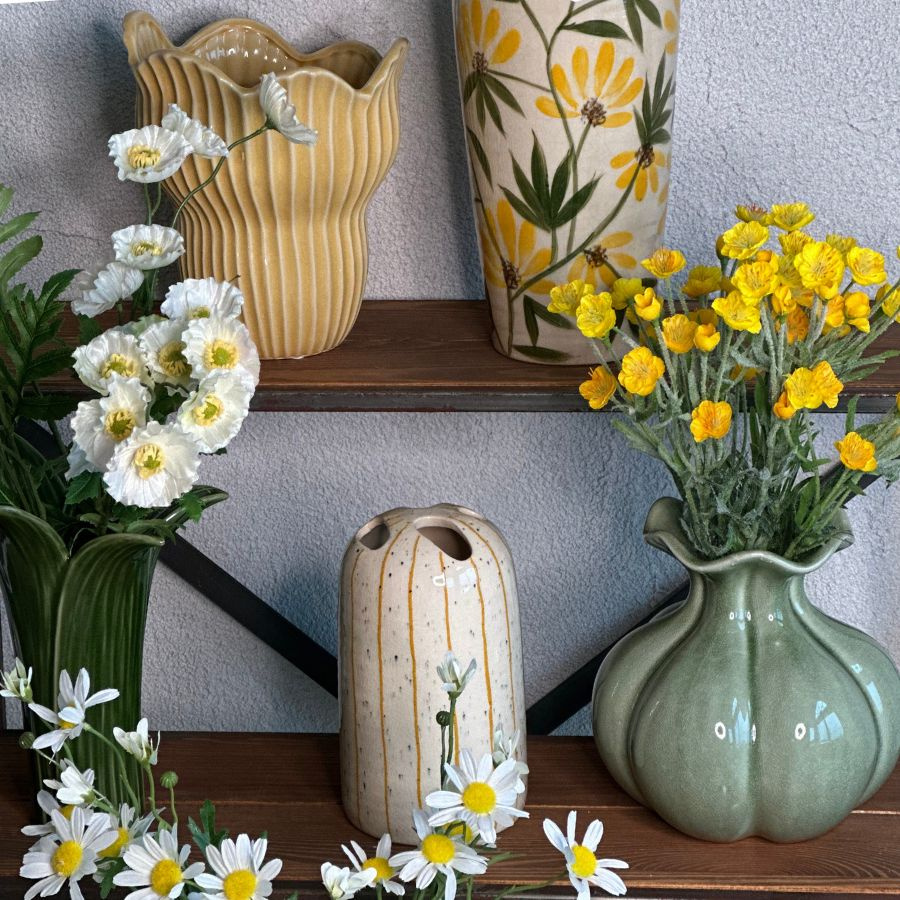VASE STRIPES YELLOW L