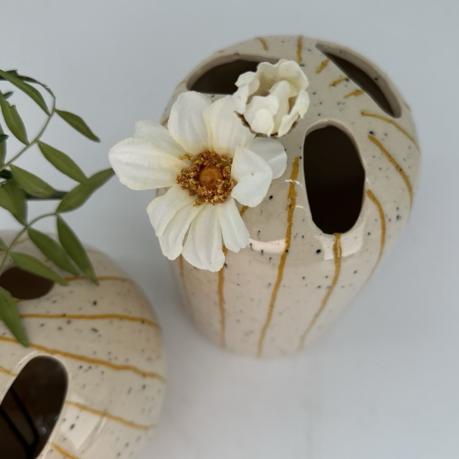 VASE STRIPES YELLOW L