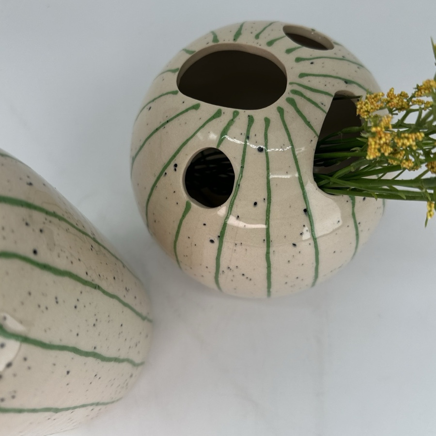 VASE STRIPES GREEN S