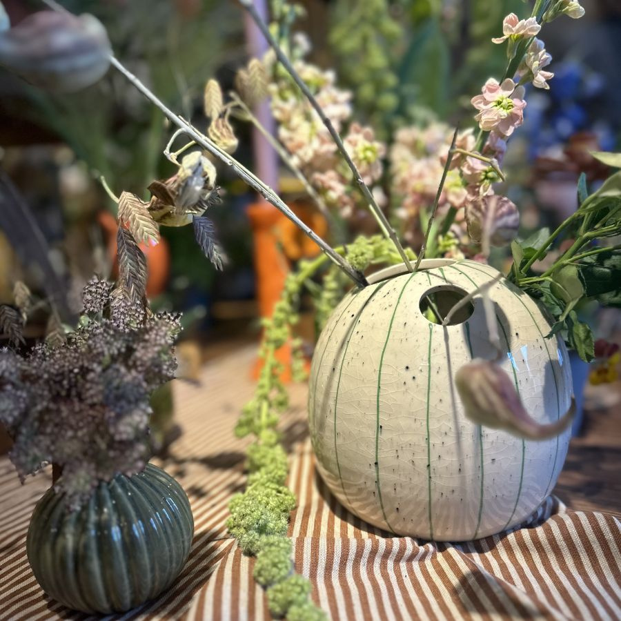 VASE STRIPES GREEN S