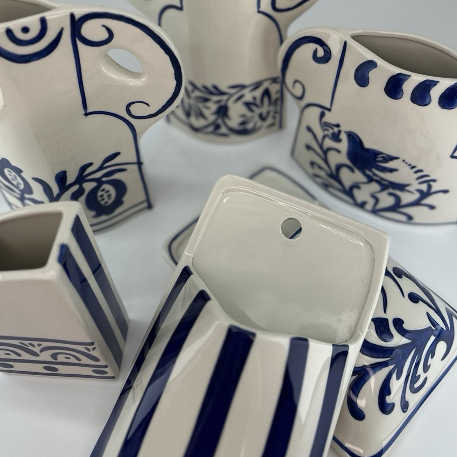 WALL POT AZURE STRIPES