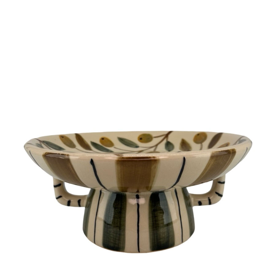 CAKE PLATE OLIVE STRIPE