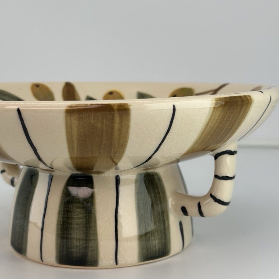 CAKE PLATE OLIVE STRIPE