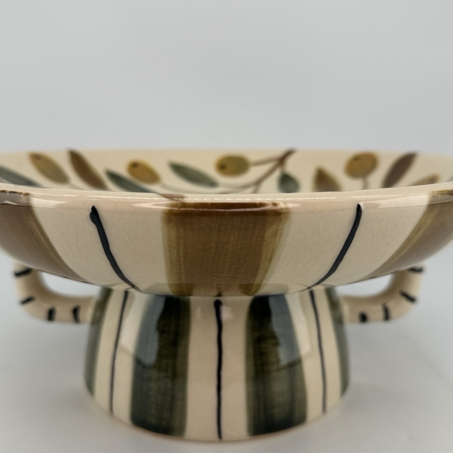 CAKE PLATE OLIVE STRIPE