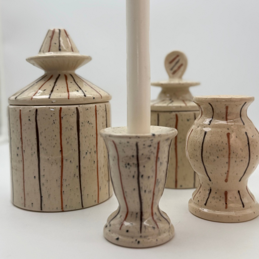 CANDLE HOLDER STRIPE CONICAL
