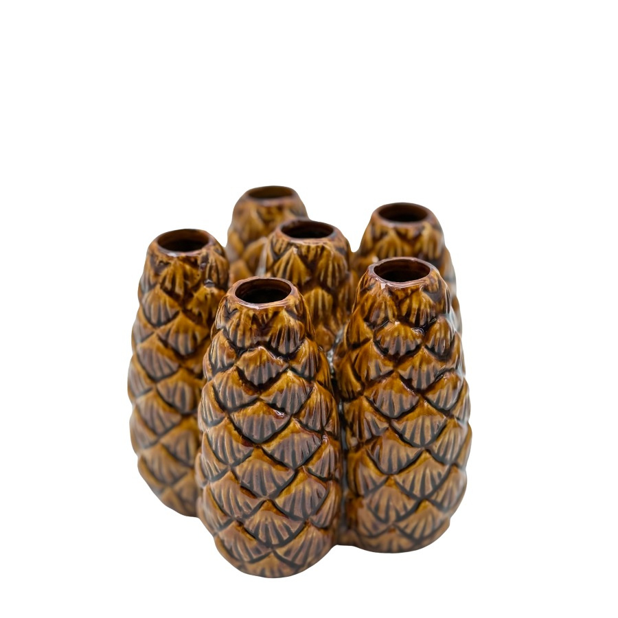 VASE MORI PINECONE BROWN