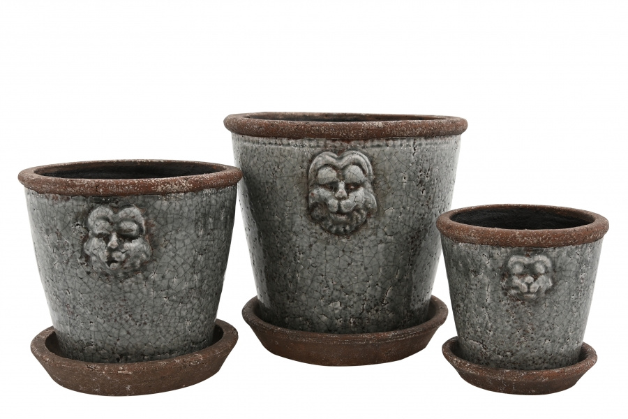 POT LION LARGE GREY