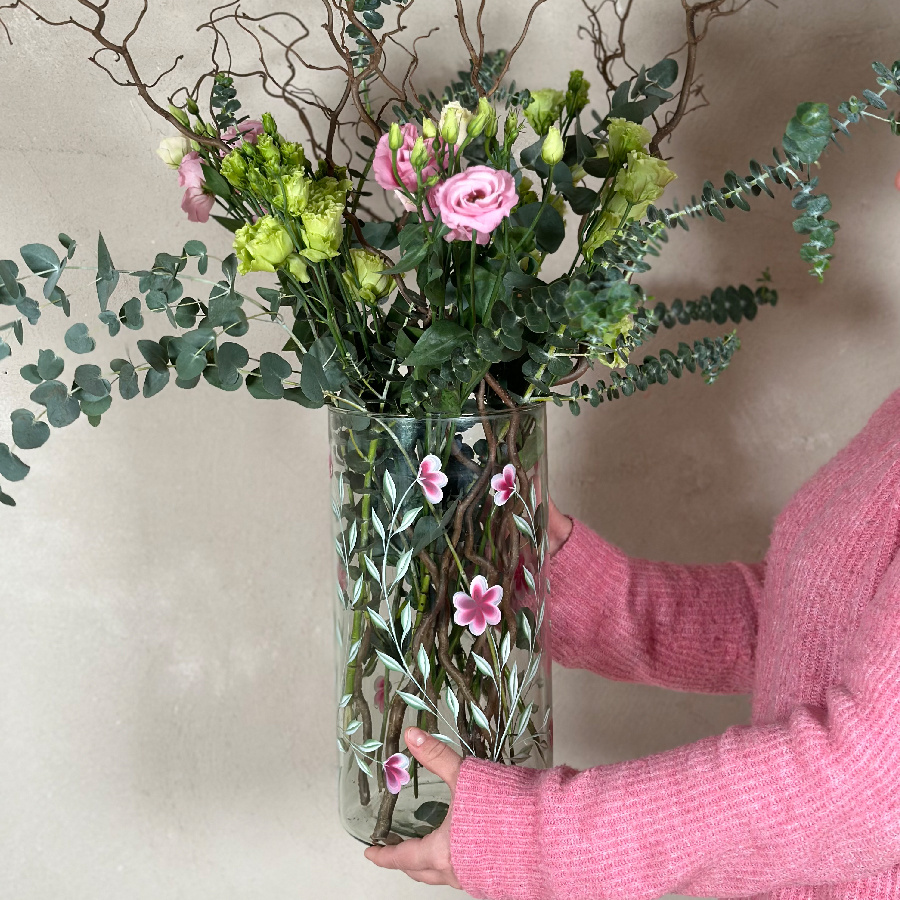 HANDPAINTED CANDLE HOLDER /VASE FLORA HIGH