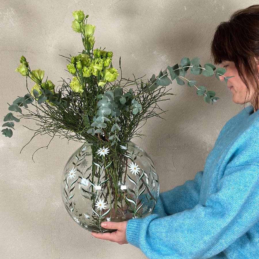 HANDPAINTED CANDLE HOLDER EDELWEISS LARGE